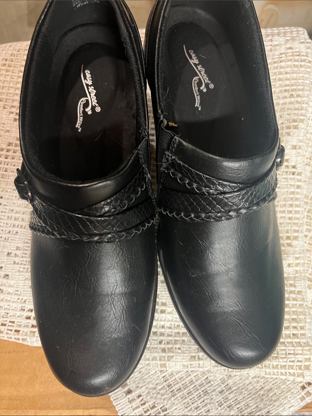 easy street Black Braided-Trim Slip-On Moccasins